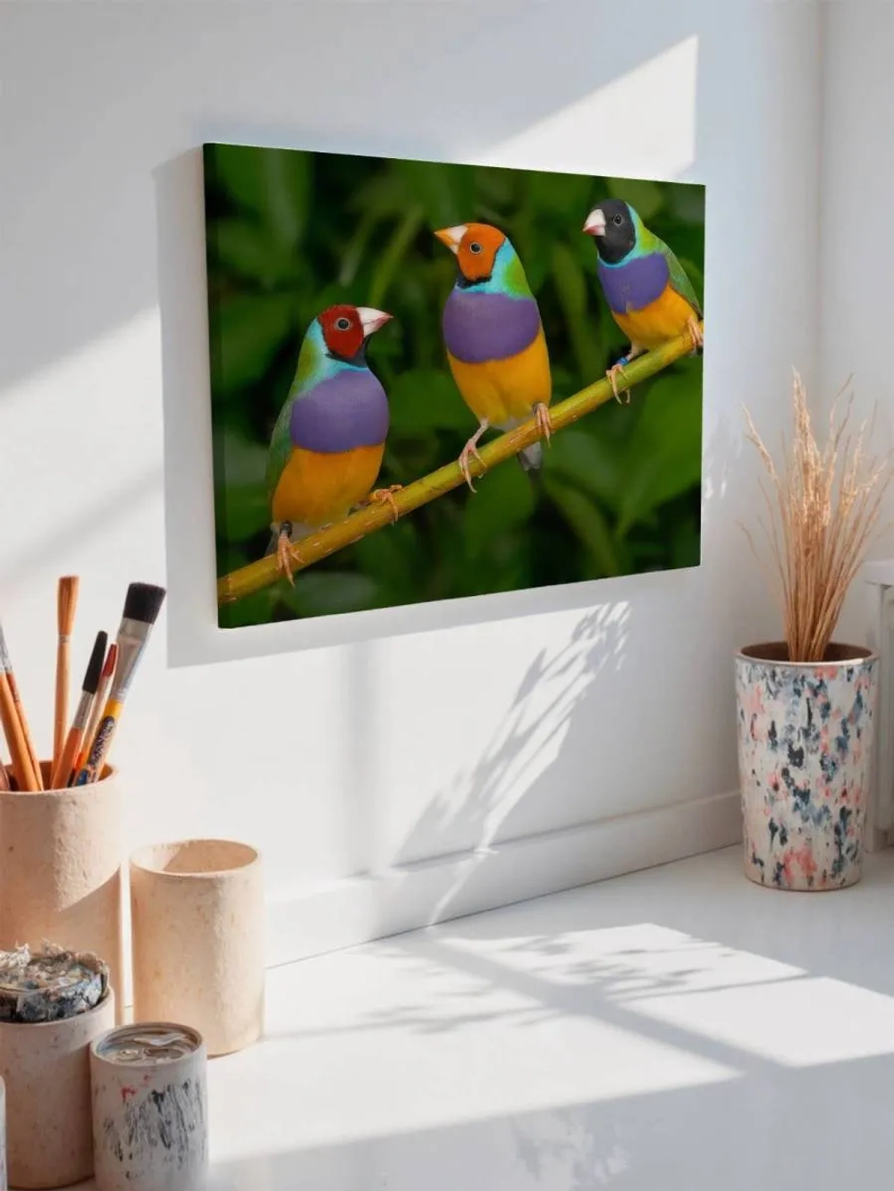 Картина на стену 40 X 50 Цветные птицы
