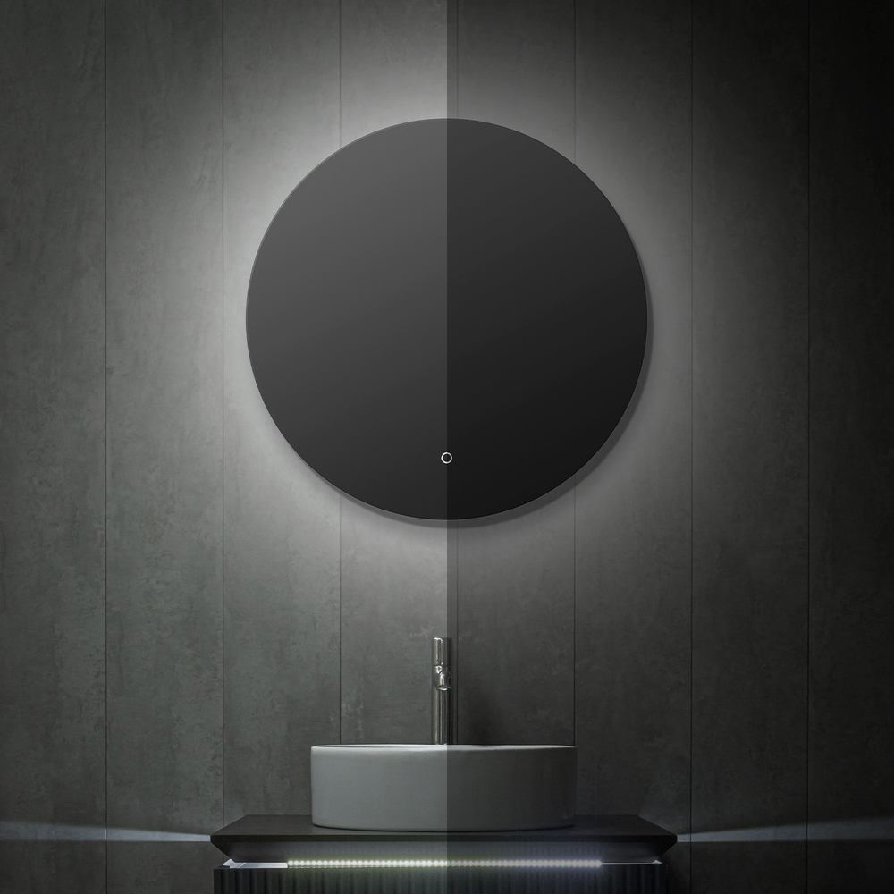 Зеркало с подсветкой Плаза, 65 см (сенсорный выключатель, регулировка яркости, холодная подсветка 6000К)