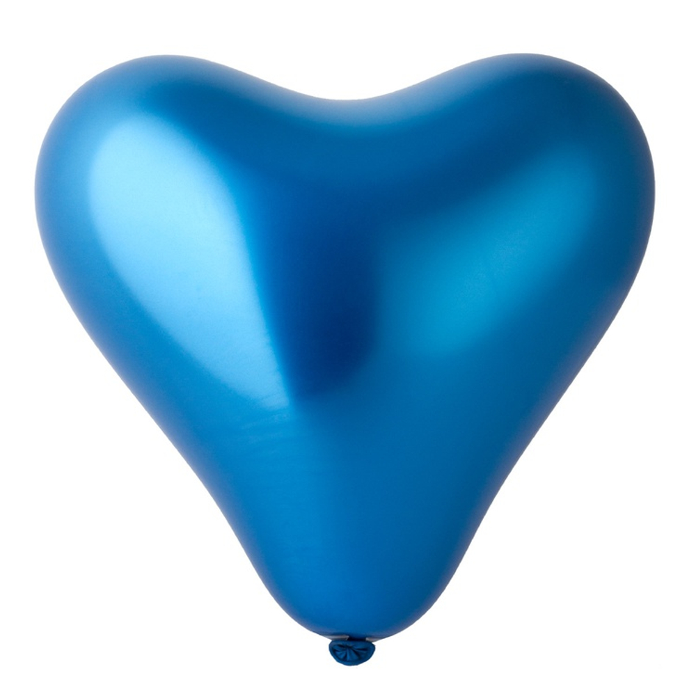 Шар латексный Сердце Хром 30 см (Голубой)