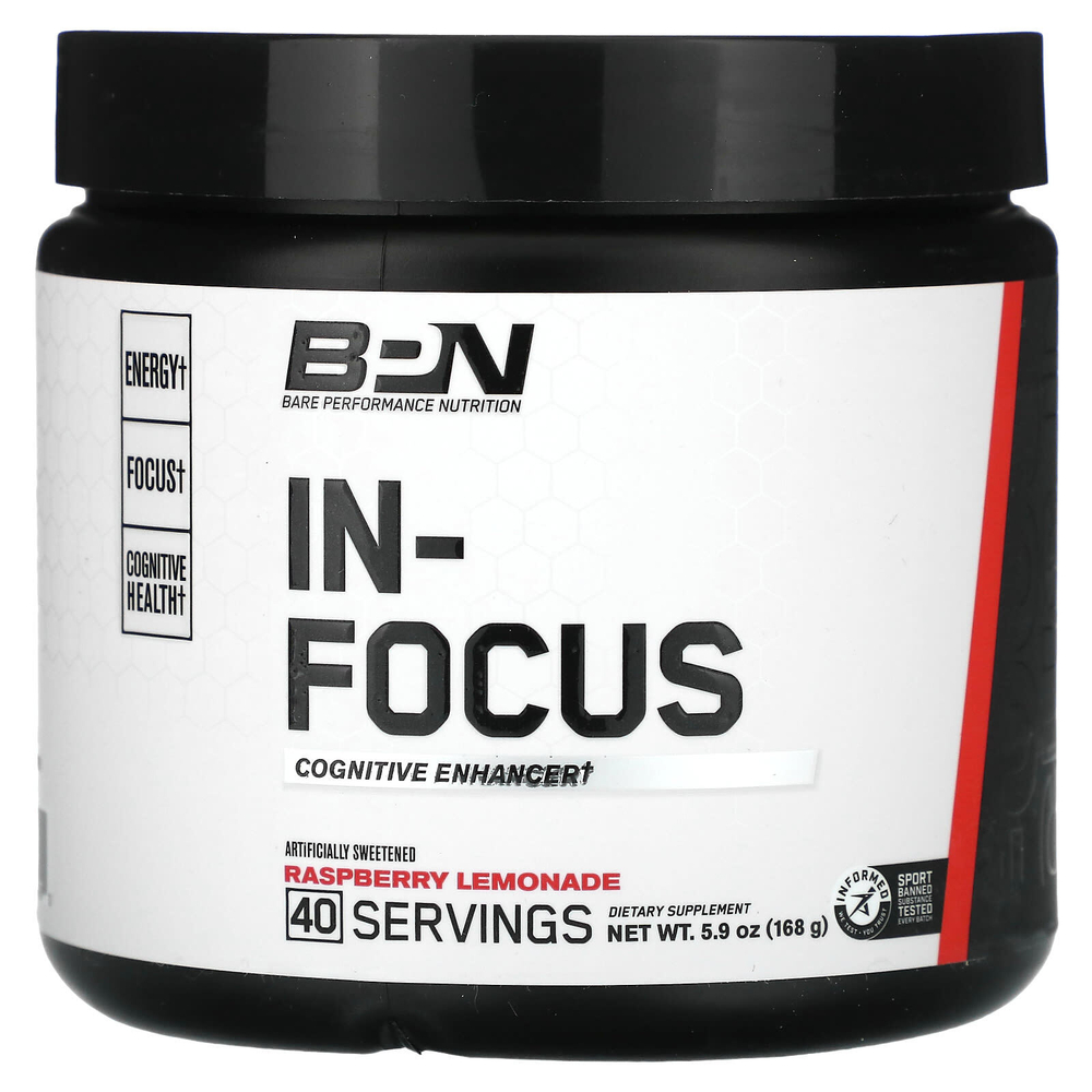 BPN, In-Focus, малиновый лимонад, 168 г (5,9 унции)