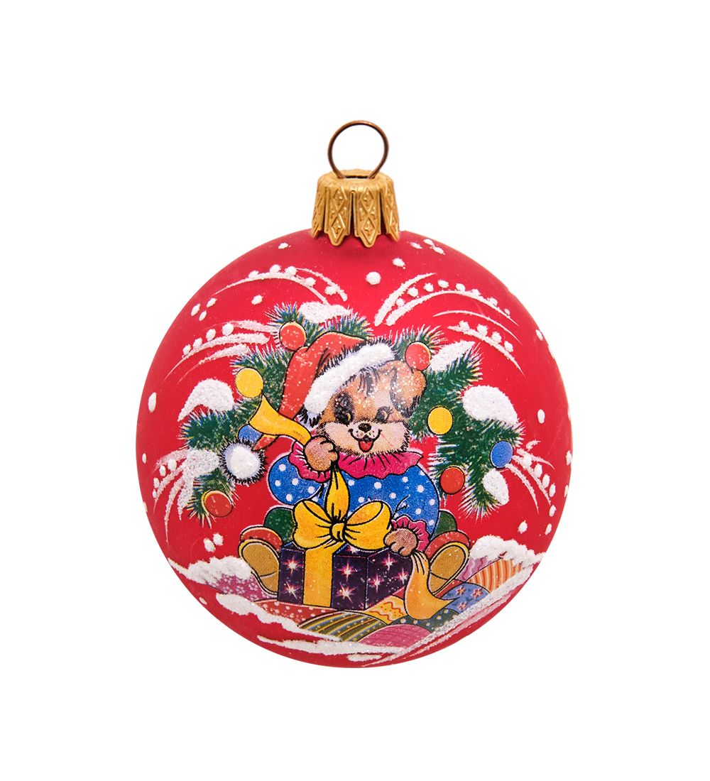 Элита НФШ-1332/6 Ел. украшение Шар «Собачка с подарками» 65 мм