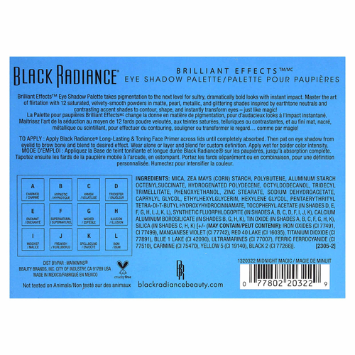 Black Radiance, Brilliant Effects, палитра теней для век, «Midnight Magic», 11 г (0,38 унции)