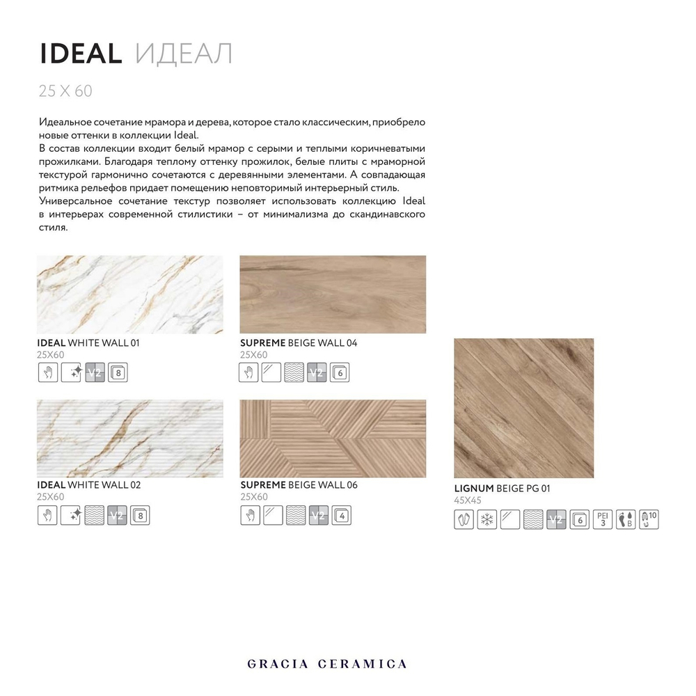 Ideal white wall 01 250х600 (1-й сорт)