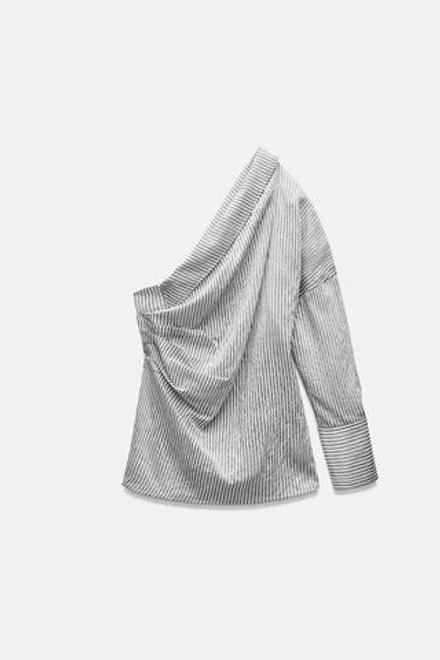 ZARA ТОП-РУБАШКА АСИММЕТРИЧНОГО КРОЯ В ПОЛОСКУ — ZW COLLECTION, ПОЛОСКИ