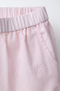 ZARA БРЮКИ-КЮЛОТЫ ШИФФЛИ, ПАСТЕЛЬНО-РОЗОВЫЙ