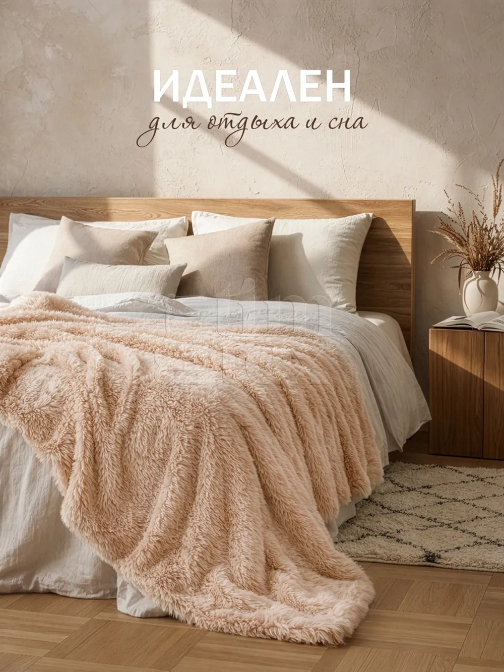 Плед травка на кровать 220х240 пушистый