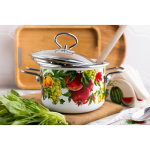 Кастрюля сталь, эмал, 2 л, с крыш, Vitross, Granada белоснежная, 1SD165S, индукц