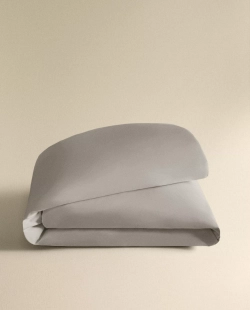 ZARA HOME (300 НИТЕЙ) ПОДОДЕЯЛЬНИК ИЗ ХЛОПКА ПЕРКАЛЬ, НЕЙТРАЛЬНЫЙ СЕРЫЙ
