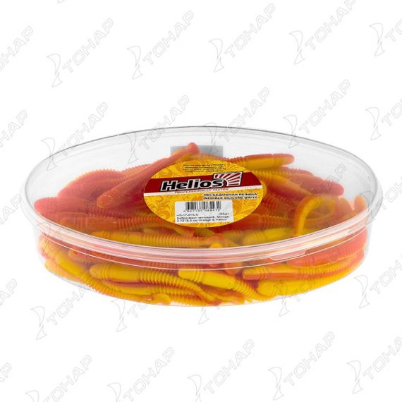 Виброхвост несъедоб. Minoga 3,75&#39;/9.5 см Orange &amp; Yellow 100шт. (HS-17-015-N) Helios
