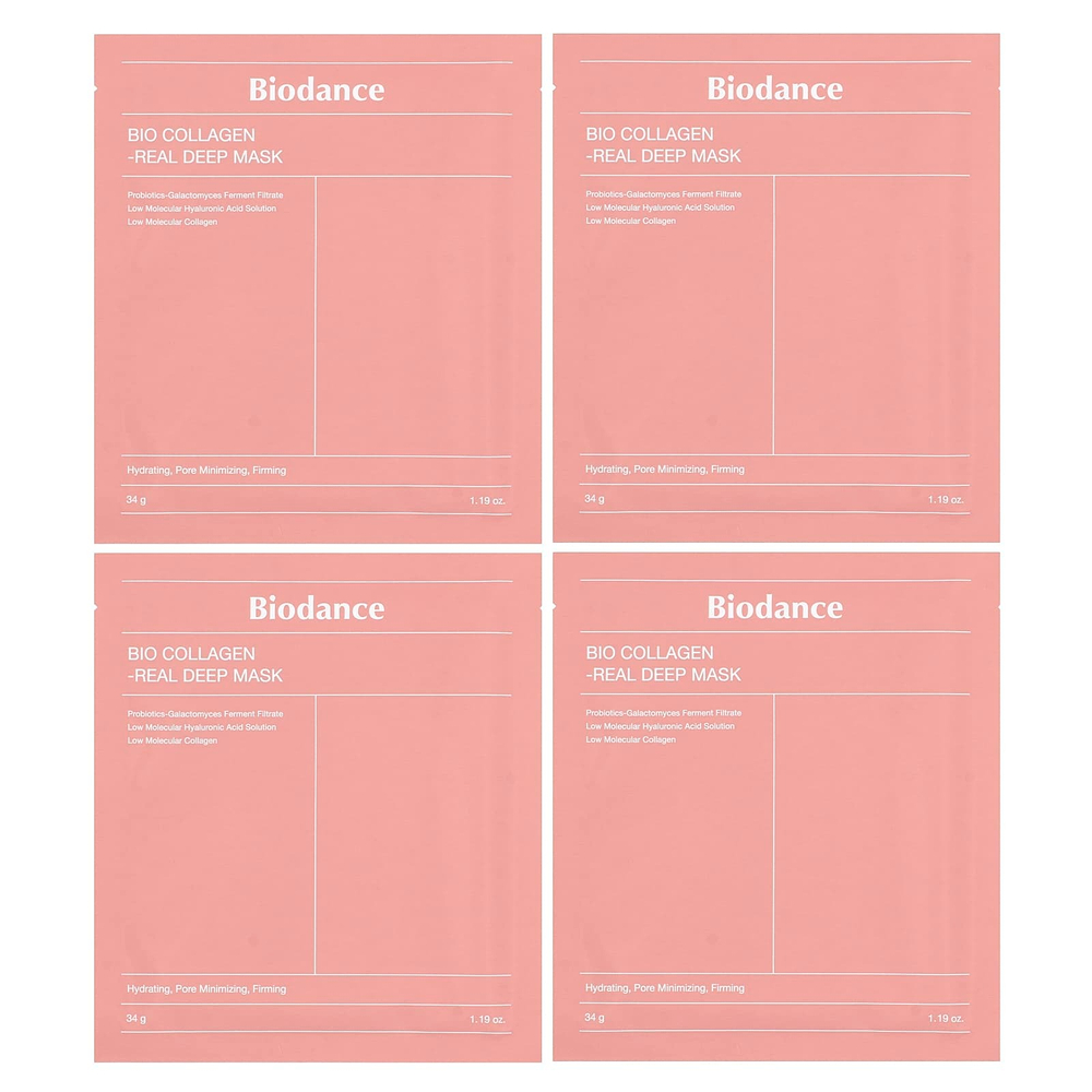 Biodance, Bio Collagen-Real Deep Beauty Mask, 4 шт. По 34 г (1,19 унции)