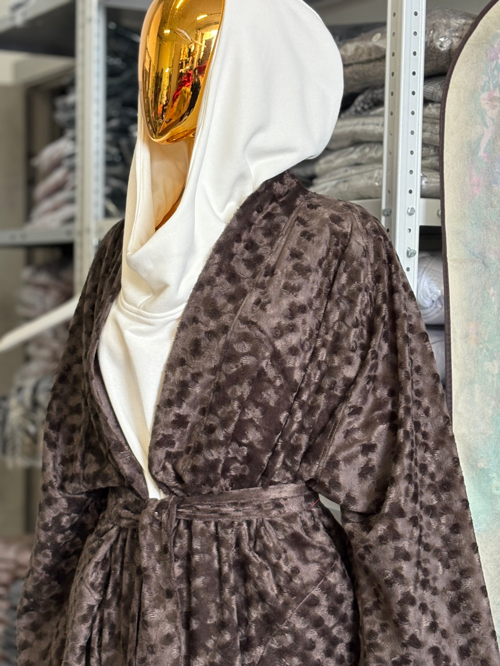 Кафтан -пальто с поясом без подкладки /дымка