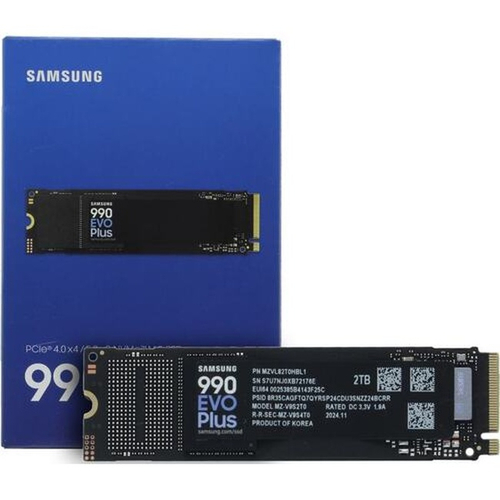 Жесткий диск SSD M.2 2Tb Samsung 990 EVO Plus, 7250/6300MBs, 1350000 IOPS, TLC 3D V-NAND, PCI-E 4.0 x4 (MZ-V9S2T0BW)