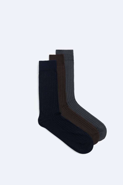 ZARA НАБОР ИЗ ТРЕХ ПАР НОСКОВ ИЗ ПРОЧНОГО ХЛОПКА, РАЗНОЦВЕТНЫЙ