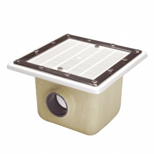 Донный слив квадратный 355х355 (полиэстер/стеклопластик)решетка ABS-пласт подкл.125мм(пленка)