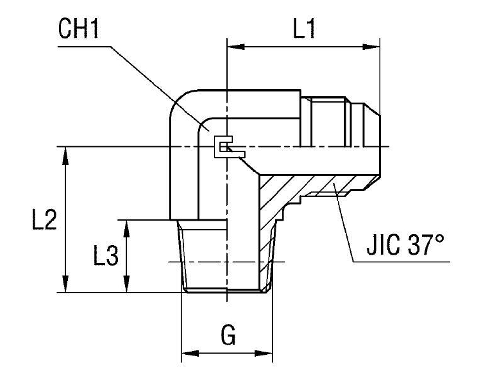 Штуцер FC90 JIC 1.1/16 - BSPT 3/4