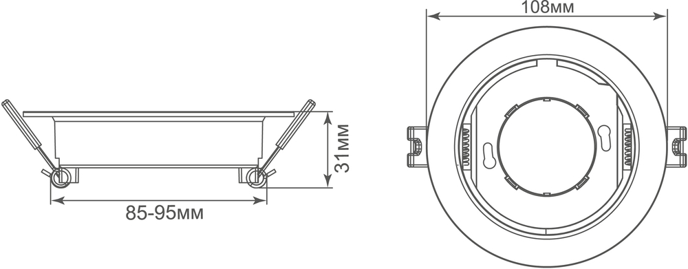 Светильник встраиваемый, белый, D108xH31мм, под лампу GX53, IP20