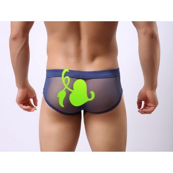 Мужские трусы брифы синие в сетку с рисунком Cockcon Unzip-Me Brief Navy 650