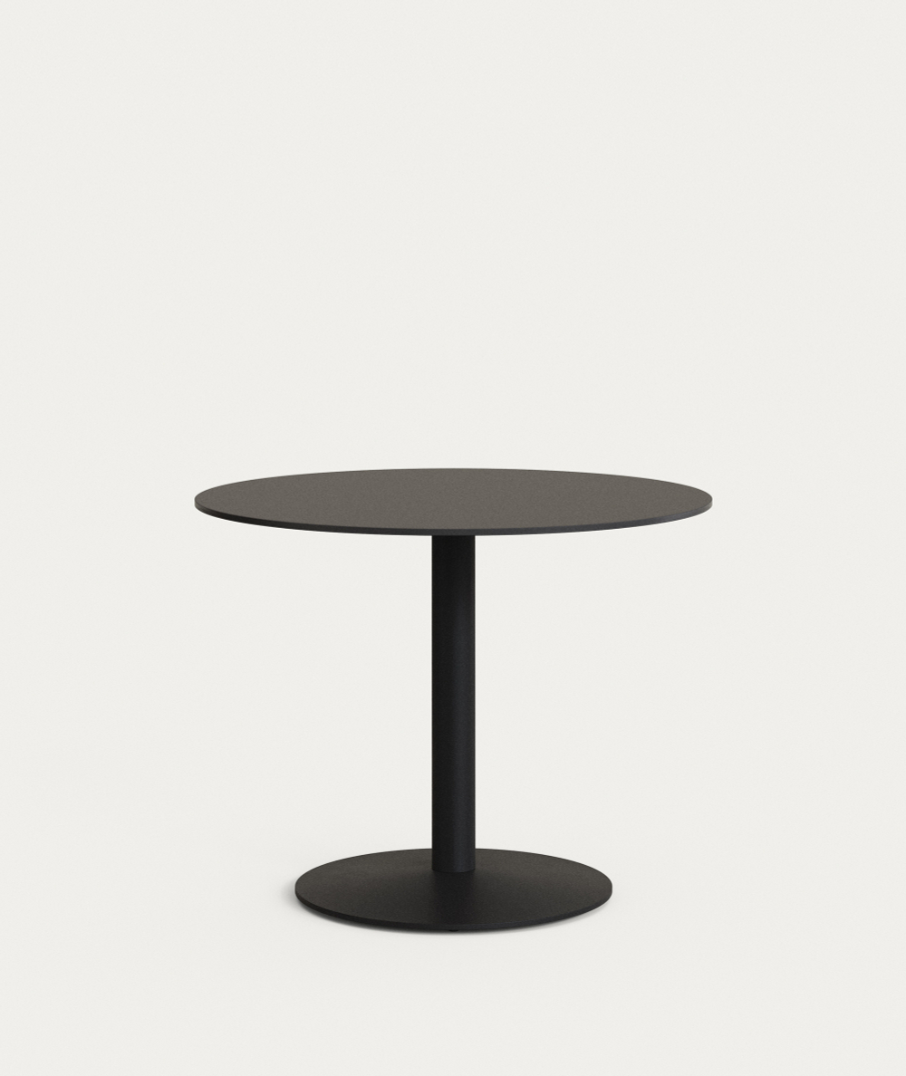 Esilda Садовый круглый стол черного цвета с черной металлической ножкой