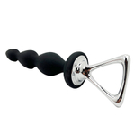 Черная анальная цепочка 20,1см Adrien Lastic Silicone Anal Plug Metal Handle Arrow II Size M