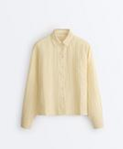 Oysho Короткая рубашка из 100%-го льна, желтый