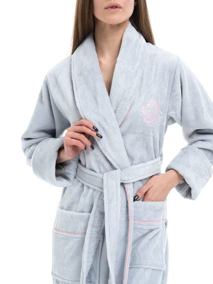 Халат женский махровый 040 серый Cassoli Турция