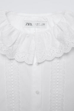 ZARA РУБАШКА С ВЫШИВКОЙ, БЕЛЫЙ