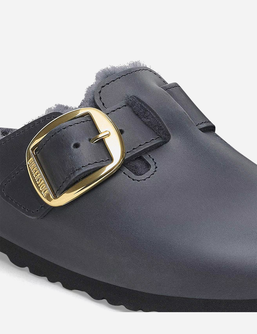 Birkenstock Boston Big Buckle Shearling Clogs "Midnight"