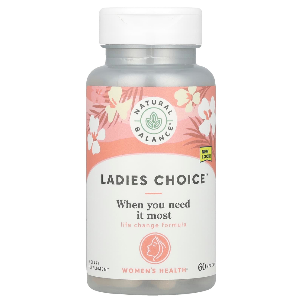 Natural Balance, Ladies Choice, формула с фитоэстрогеном для поддержки в период менопаузы, 60 вегетарианских капсул