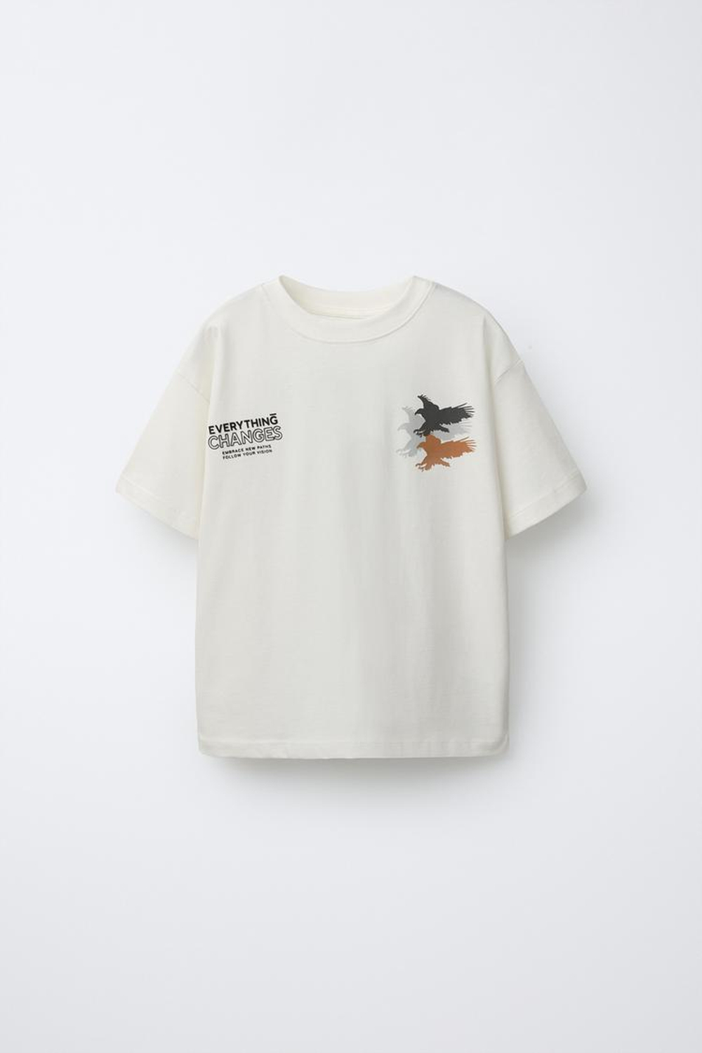 ZARA ФУТБОЛКА С НАДПИСЬЮ И ПРИНТОМ, БЕЛЫЙ