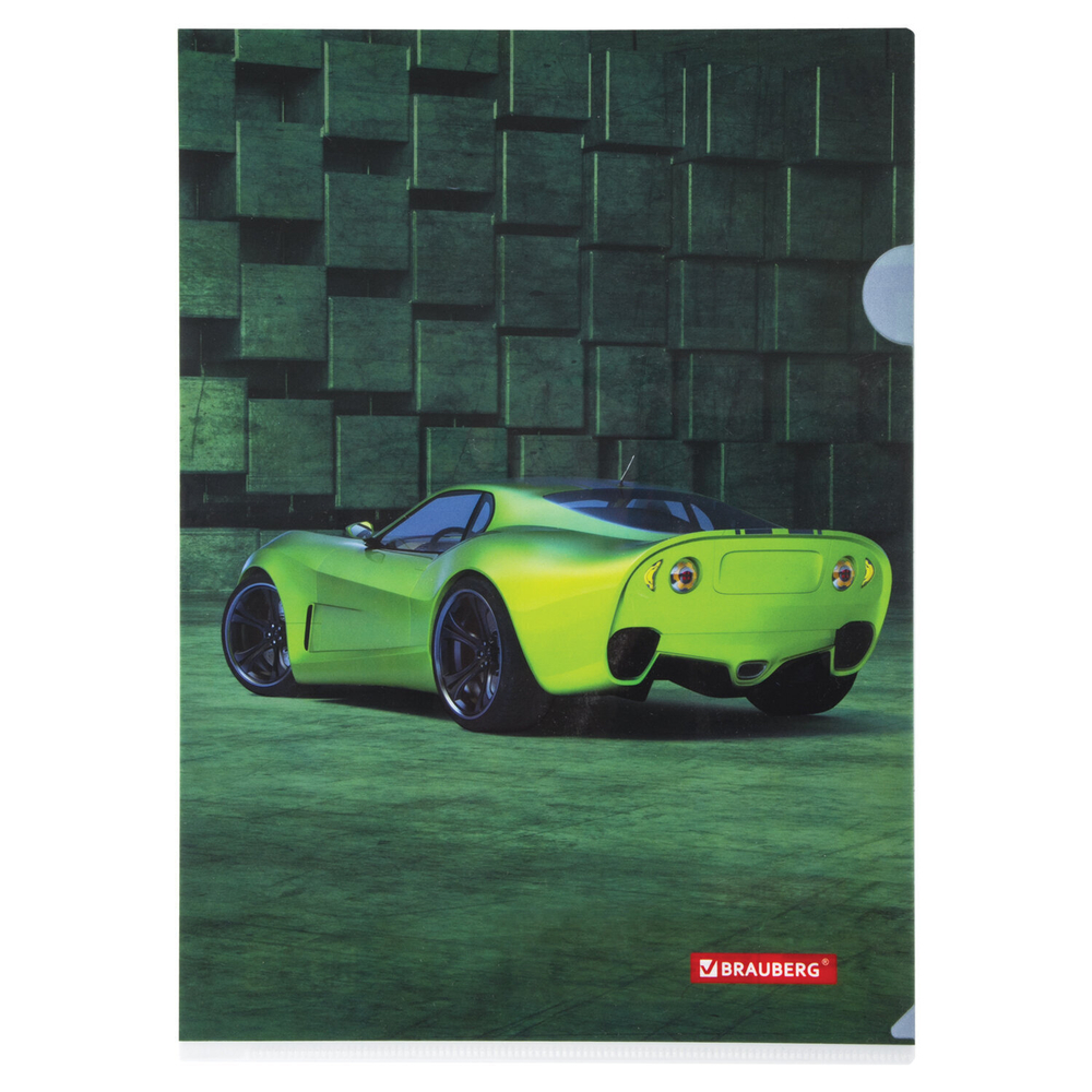 Папка-уголок BRAUBERG "SPORT CAR" А4 150 мкм цветная печать (12 штук в упаковке)