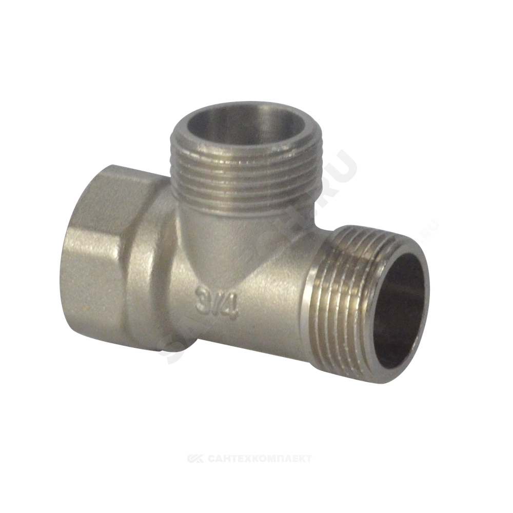 Тройник латунь никель Ду 15 (1/2") НР/НР/ВР SantechSystems