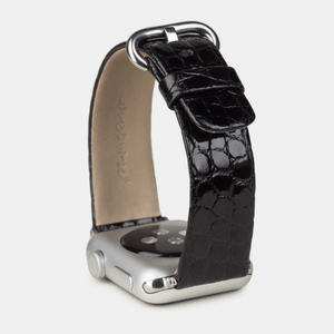 Ремешок для Apple Watch 44/45/46 mm из кожи аллигатора, цвета черный лак