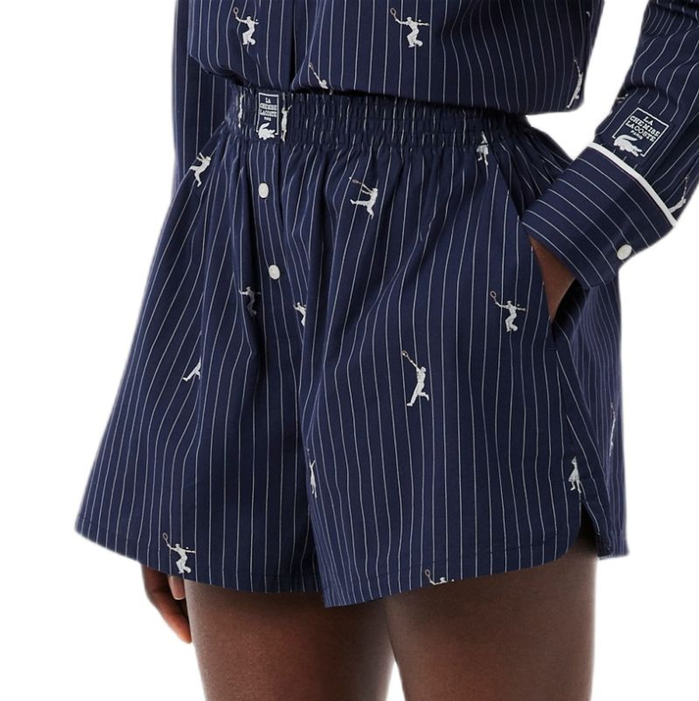 Женские теннисные шорты Lacoste Cotton Poplin Boxer - navy blue/white