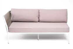 "Касабланка" правый модуль плетеный из роупа, каркас алюминий светло-серый (RAL7035) муар, роуп серо-коричневый 23мм, ткань бежевая 052