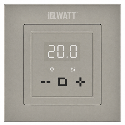 Регулятор температуры пола и воздуха IQWATT 400426 16А 220В, программируемый, шампань, Wi-Fi, 45х45 (55х55) мм, IQ D