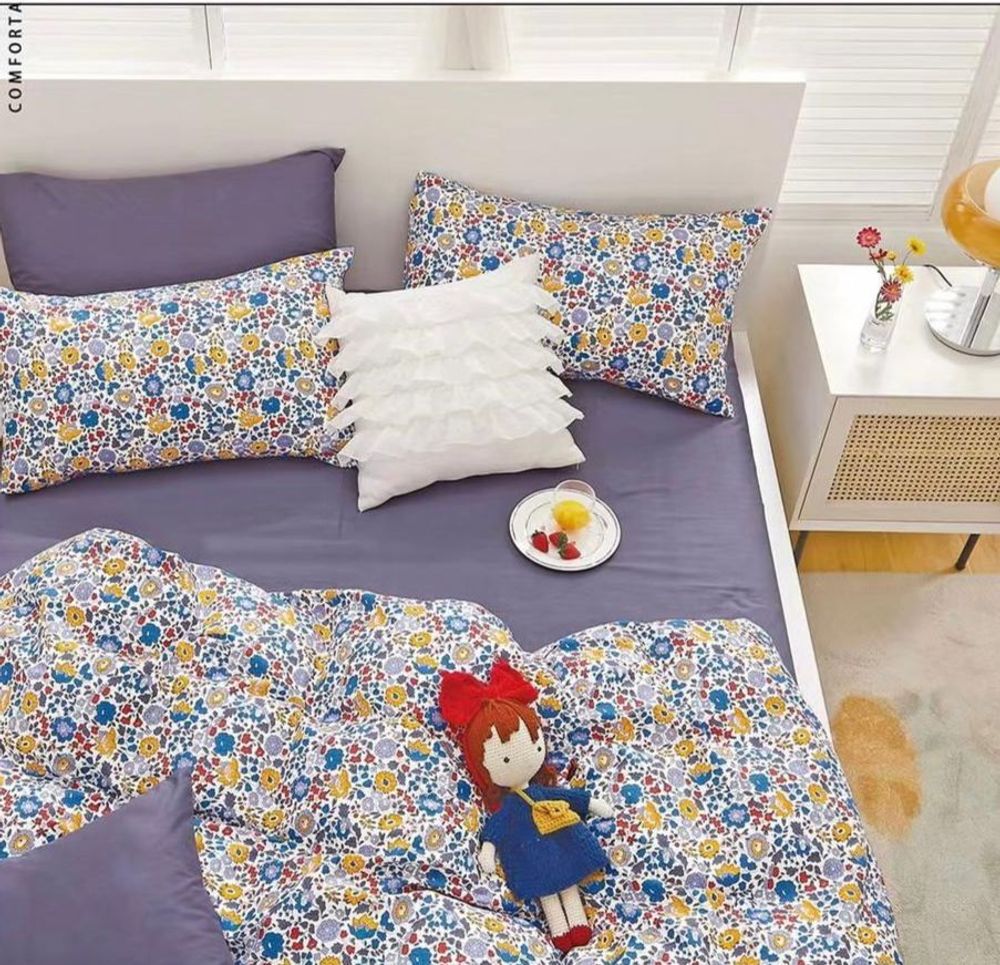 ZEPHYR HOME КПБ Двуспалка ЕВРО Сатин сиреневый с цветами