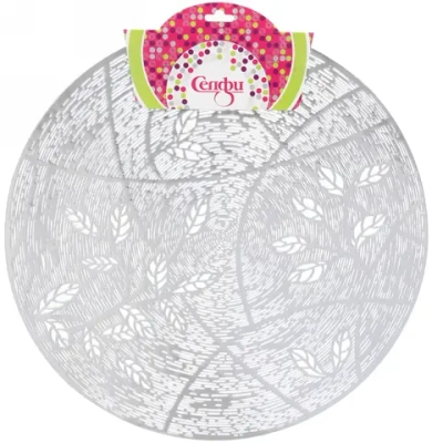 Салфетка плетеная 38см «Весна» серебро