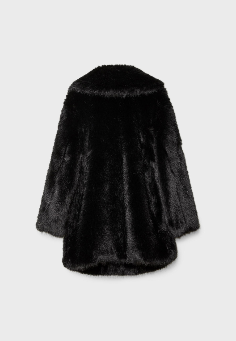 STRADIVARIUS Искусственная шуба стандартного кроя, черный