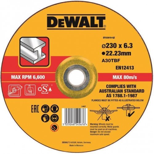 Диск абразивный DEWALT 230*6,0*22.2 шлифовальный DT 43919