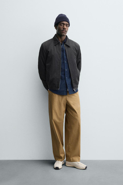 ZARA КУРТКА С ВОЩЕНЫМ ПОКРЫТИЕМ, ТЕМНО-СЕРЫЙ