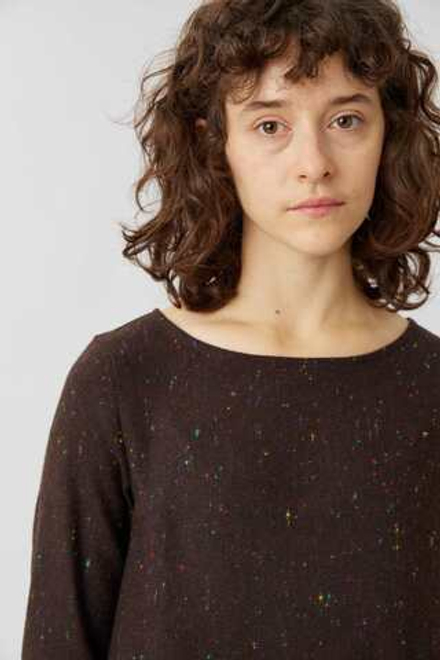 Платье с кулиской из коричневой шерсти с вкраплениями