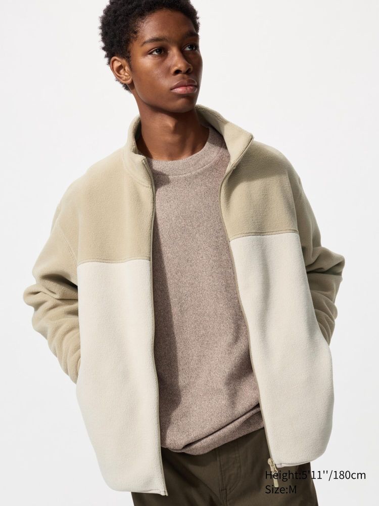 UNIQLO Флисовая куртка на молнии, бежевый