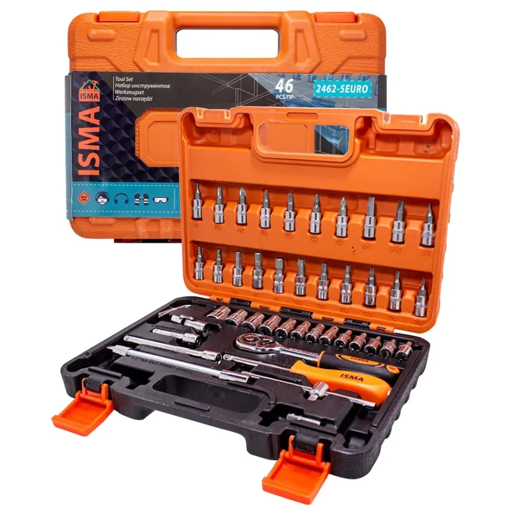 Набор инструмента 46пр. 1/4''(6-гран.)(4-14мм) ISMA ISMA-2462-5 EURO