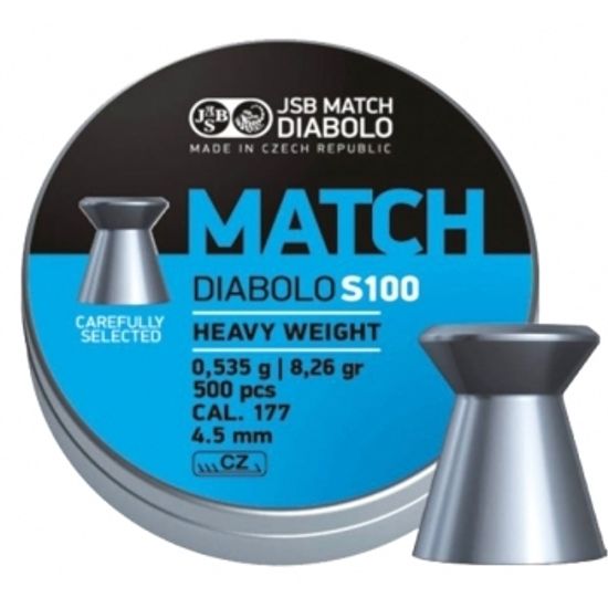 Пули JSB MATCH DIABOLO S 100 Heavy Weight (Blue) 4,5 мм 0,535 г 500 ш