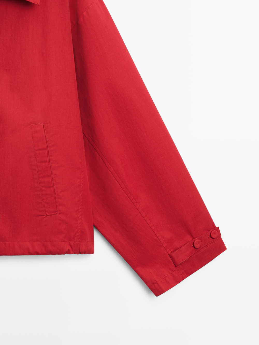 Massimo Dutti Легкая куртка из хлопка с пуговицами, красный