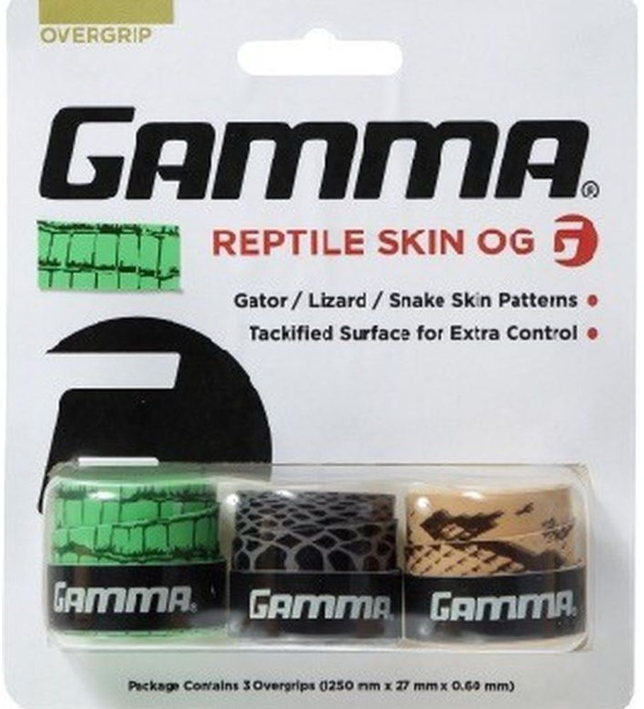 Теннисные намотки Gamma Reptile Skin green/grey/natural 3P