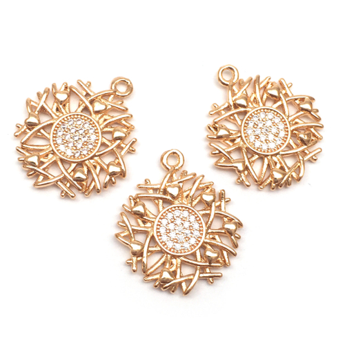 Подвеска с фианитами 20х17 мм, позолота