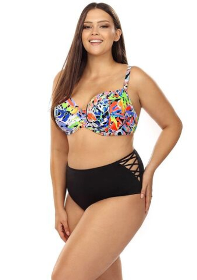 Раздельный купальник plus size с принтом на лифе (Размер: 90E/44) (Цвет: разноцветный)