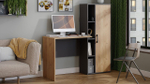 Стол письменный с полками и шкафом Графит Серый/Дуб Крафт Золотой 133,4х50х135 см