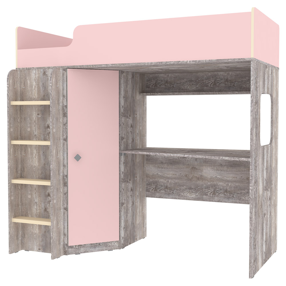 Кровать-чердак КарИВи Л-B605.41 75x175 Бетон Розовый